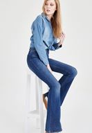 Bayan Mavi Kot Gömlek