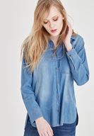 Bayan Mavi Kot Gömlek
