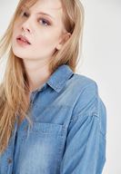 Bayan Mavi Kot Gömlek