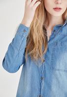 Bayan Mavi Kot Gömlek