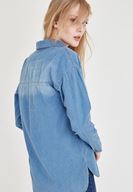 Bayan Mavi Kot Gömlek