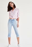 Bayan Mavi Diz Altı Jean