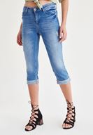 Bayan Mavi Diz Altı Jean