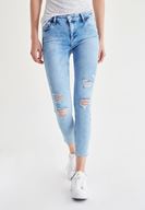Bayan Mavi Dizi Yırtık Jean