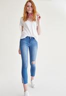 Bayan Mavi Dizi Yırtık Jean