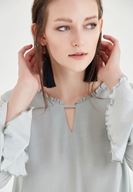 Bayan Gri Yaka Detaylı Bluz1