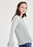 Bayan Gri Yaka Detaylı Bluz1