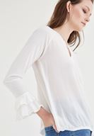 Bayan Krem Yaka Detaylı Bluz1