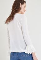 Bayan Krem Yaka Detaylı Bluz1