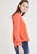 Bayan Turuncu Yaka Detaylı Bluz1