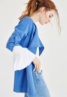 Bayan Mavi Şal Yaka Ceket