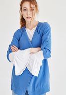 Bayan Mavi Şal Yaka Ceket