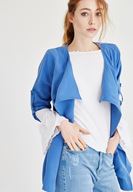 Bayan Mavi Şal Yaka Ceket