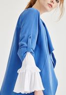 Bayan Mavi Şal Yaka Ceket