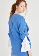 Bayan Mavi Şal Yaka Ceket