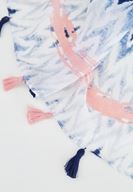 Bayan Lacivert Püsküllü Etnik Desenli İnce Şal