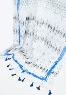 Bayan Krem Püsküllü Etnik Desenli İnce Şal