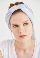 Bayan Mavi Çizgili İnce Şal