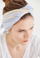 Bayan Mavi Çizgili İnce Şal