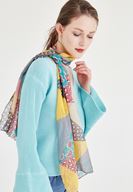 Bayan Gri Desenli Şifon Şal