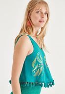 Bayan Yeşil Püsküllü Bluz