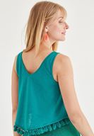 Bayan Yeşil Püsküllü Bluz