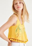 Bayan Turuncu Püsküllü Bluz