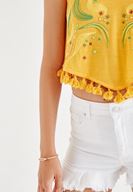 Bayan Turuncu Püsküllü Bluz