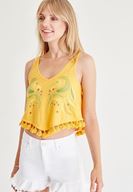 Bayan Turuncu Püsküllü Bluz