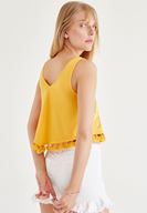 Bayan Turuncu Püsküllü Bluz