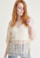 Bayan Bej Delikli Bluz