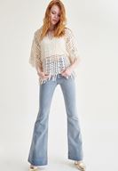 Bayan Bej Delikli Bluz