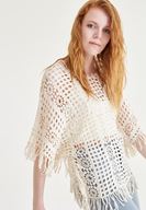 Bayan Bej Delikli Bluz