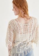 Bayan Bej Delikli Bluz