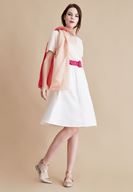 Bayan Krem Lastikli Midi Etek