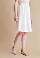 Bayan Krem Lastikli Midi Etek