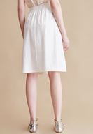 Bayan Krem Lastikli Midi Etek