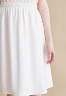 Bayan Krem Lastikli Midi Etek