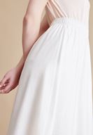 Bayan Krem Lastikli Midi Etek