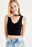 Bayan Siyah Choker Detaylı Yarım Bluz
