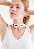 Bayan Beyaz Choker Detaylı Yarım Bluz