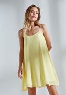 Bayan Sarı Askılı Mini Elbise