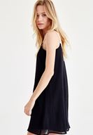 Bayan Siyah Askılı Mini Elbise