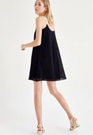 Bayan Siyah Askılı Mini Elbise