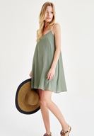 Bayan Yeşil Askılı Mini Elbise