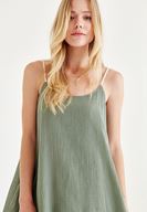 Bayan Yeşil Askılı Mini Elbise