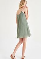 Bayan Yeşil Askılı Mini Elbise