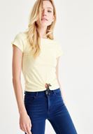 Bayan Sarı Bağlamalı Tişört