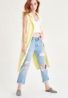 Bayan Sarı Uzun Yelek