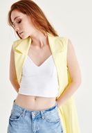 Bayan Sarı Uzun Yelek